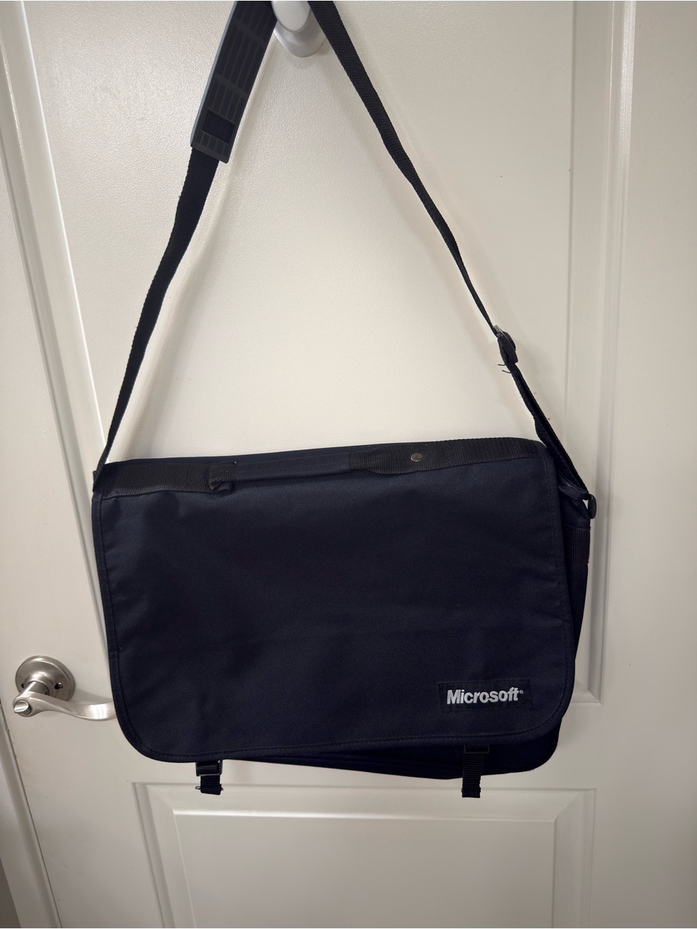 Microsoft Black Canvas VTG Lap Top Bag Shoulder Strap Satchel Vintage Promo Tech